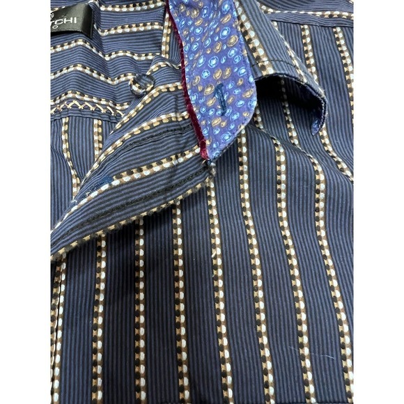 EUC Designer Bugatchi Uomo Men's Luxury Casual Cotton Dress Shirt Flip Cuffs XL - Picture 9 of 10